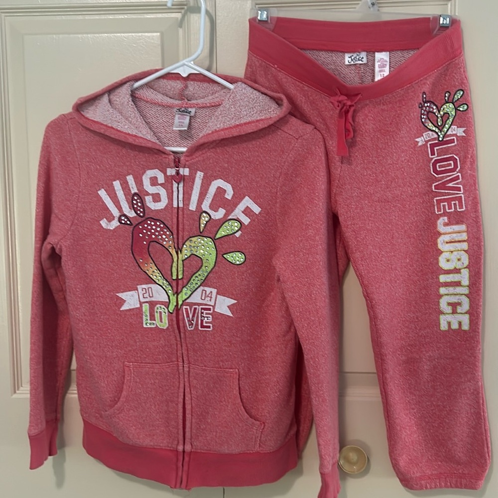 Matching set by Justice size 12/14, excellent condition.